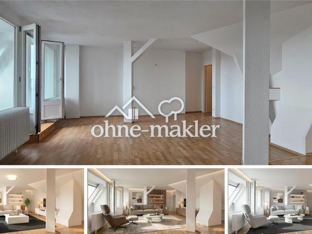 HERZSTÜCK, TEGELER SEE. Raffinierte 3 1/2 individuelle Mansarden WE mit Dachterrasse. BEZUGSFERTIG