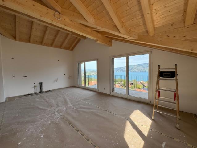 Herrliche Sicht auf den Thunersee, Grosszügige Terrasse ca. 30 m², Erstbezug im Neubau mit vier Einheiten