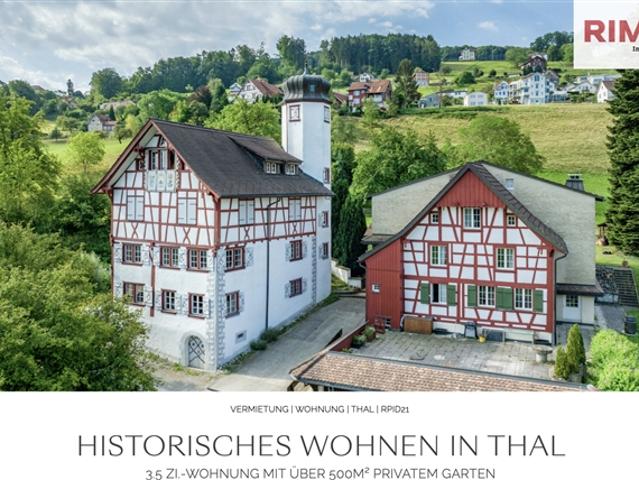 Historische 3½ Zimmer Gartenwohnung im Hofhaus Schloss Klingelburg