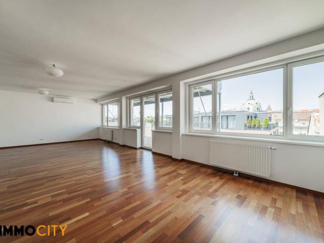 Hoch Exklusiv und Moderne 4 Zimmer Wohnung klimatisiert im 7.Liftstock, nähe Karlskirche, Schwarzenbergplatz + 10 m² Balkon