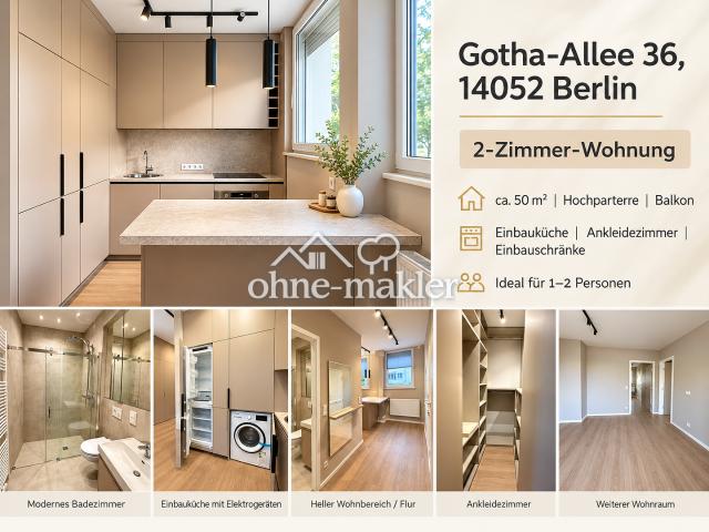 Hochwertig kernsanierte 2 Zimmer Wohnung mit Balkon, Ankleide & Einbauküche in Berlin Westend