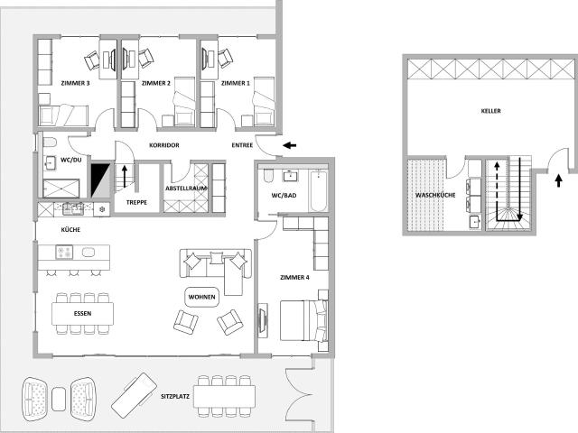 Hochwertige 5.5 Zimmer Gartenwohnung mit grosszügiger Aussenfläche in Winkel ZH