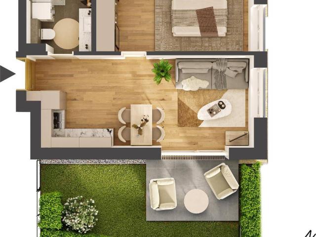Hochwertige 2 Zimmer Neubau Gartenwohnung HW03