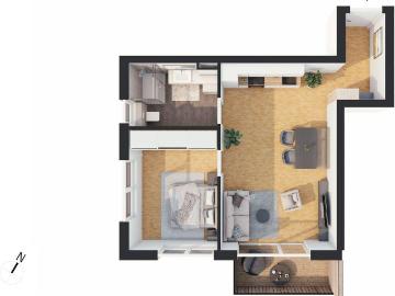 Hochwertige 2 Zimmer Neubau Wohnung mit Balkon W08