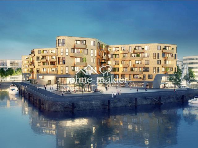 Hochwertige 3 Zi. Neubauwhg. mit EBK, 2 Bädern, Balkon und Rheinblick, direkt am Zollhafen