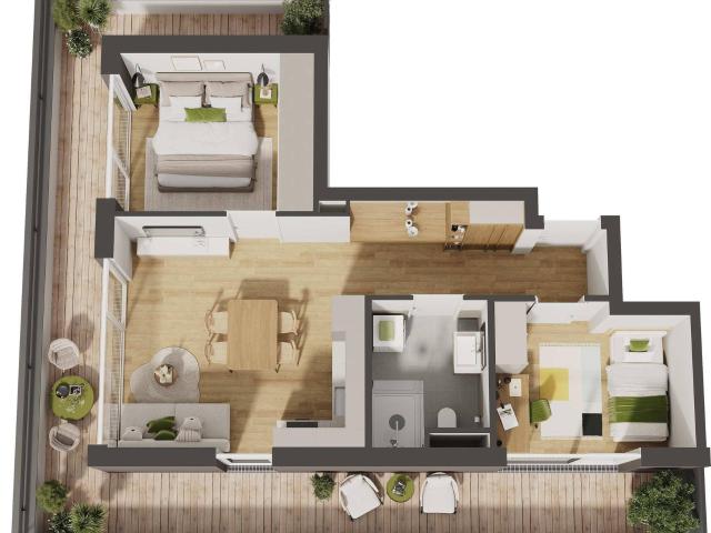 Hochwertige 3 Zimmer Neubau Wohnung mit Balkon W15