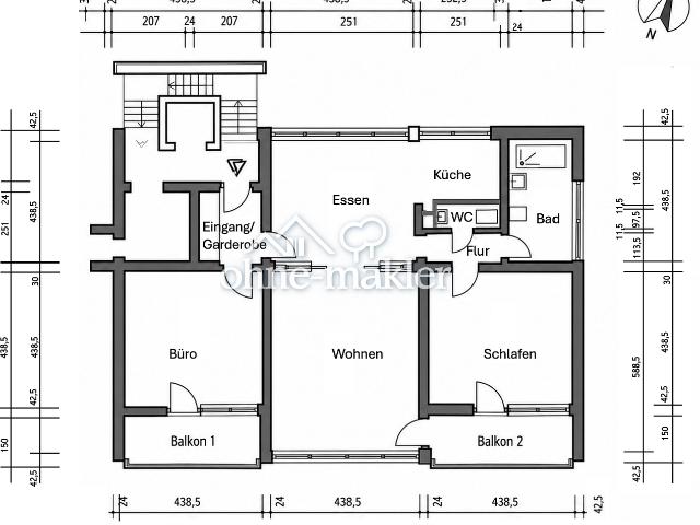 Hochwertige, helle Wohnung 105 m² mit Panoramablick, 2 Südbalkonen und Garage