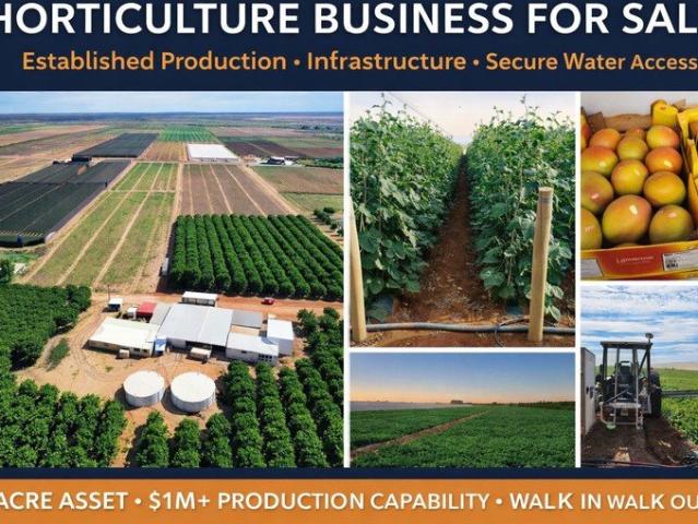 Horticulture Business & 58 Acre Asset | $1.5M+ Capability | Walk In Walk Out