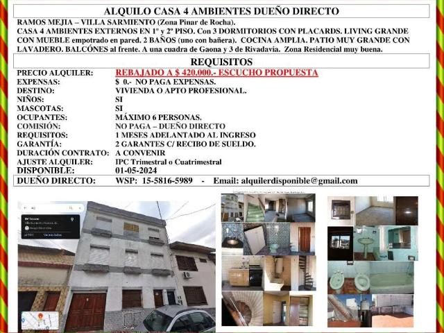 house for rent in Toscano 861 Villa Sarmiento Moron, Moron, Buenos Aires, Argentina