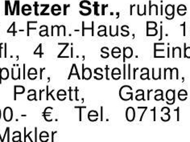 HN Ost, Metzer Str ruhige Lage, 1. OG in 4 Fam. Haus, Bj. 1978