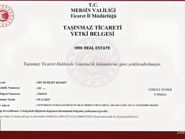 HRK'DEN ERDEMLİ'DE KİRALIK DENİZ MANZARALI 1+1 DAİRE