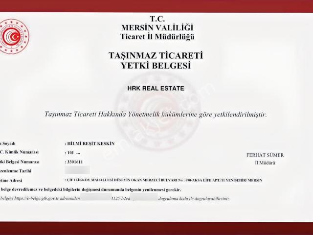 Hrk'den Erdemli'de Kiralık Deniz Manzaralı 1+1 Daire