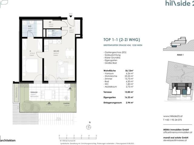 Hübsche 2 Zimmer Wohnung mit Garten zu verkaufen!