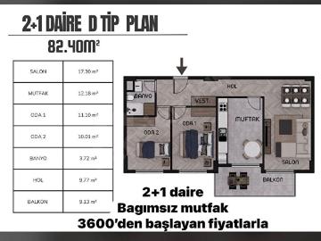 İK'DAN KAZANDA 2+1 BAĞIMSIZ MUTFAK HARİKA PROJE !