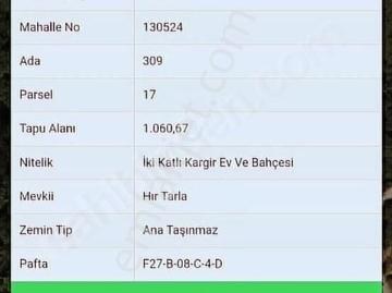 İki Katlı Bahçeli Ev 1060m Bahçesi