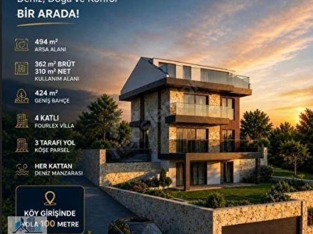 İZMİR DİKİLİ DENİZ MANZARALI 494 METREKARELİK ARSADA 5+2 VİLLA