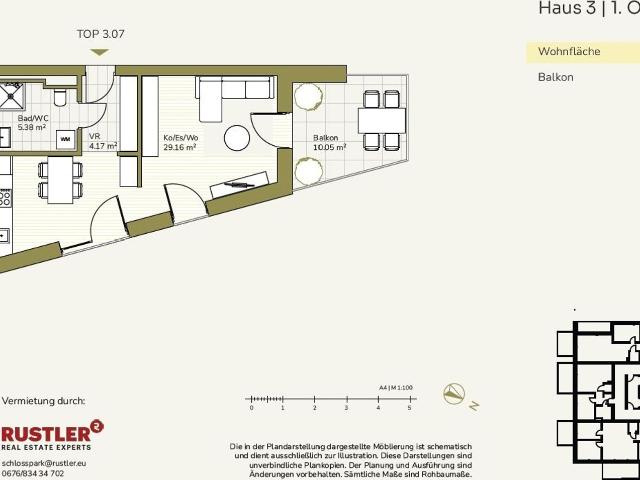 Ihr Traum vom Wohnen Wird Wahr im Projekt Schlosspark | 1 Zimmerwohnung mit Balkon
