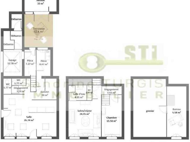 Immeuble avec commerce 131m² Châtillon Coligny