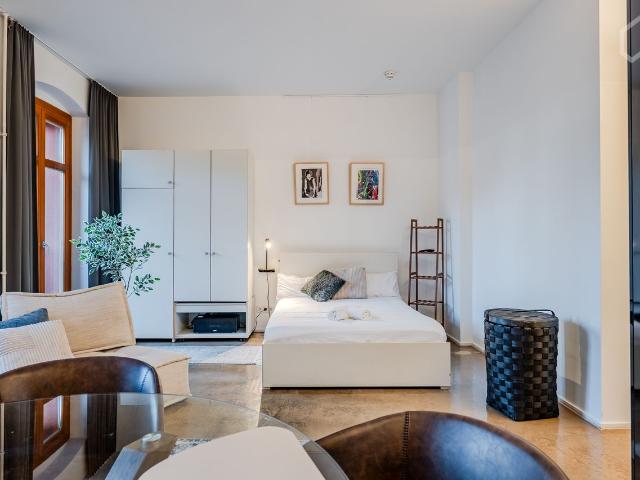 Impressive furnished studio apartment with balcony in the heart of Friedrichhain Berlin, Berlin Amsterdam Apartments for Rent