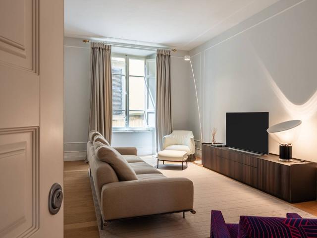In Lucca's historic centre, just moments from Piazza San Michele and the renowned Via Fillungo, this refined 160 sq m apartment seamlessly combines the charm of historic architecture with elegant French inspired contemporary interiors. Situated on the fir