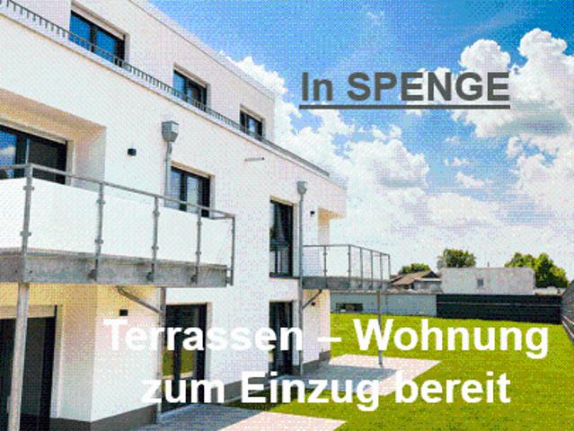 In SPENGE: 3 Zi. Neubau Terrassen Wohnung zum EInzug bereit. 29m² Süd West Terrasse plus Gartenbereich