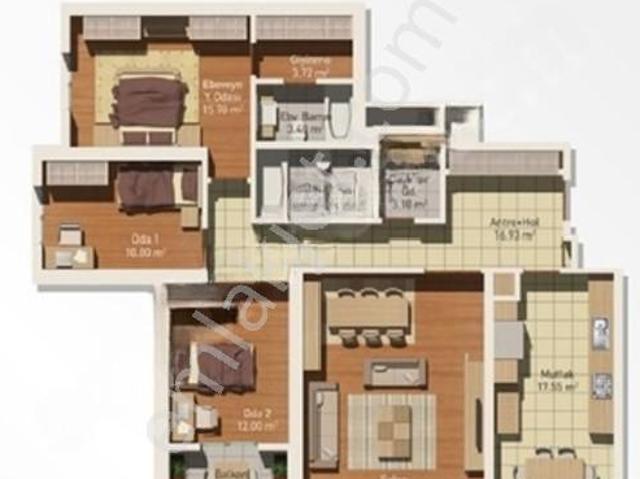 Ispartakule Bizimevler 5a 3+1 169m2 Manzaralı Büyük Tip Satılık