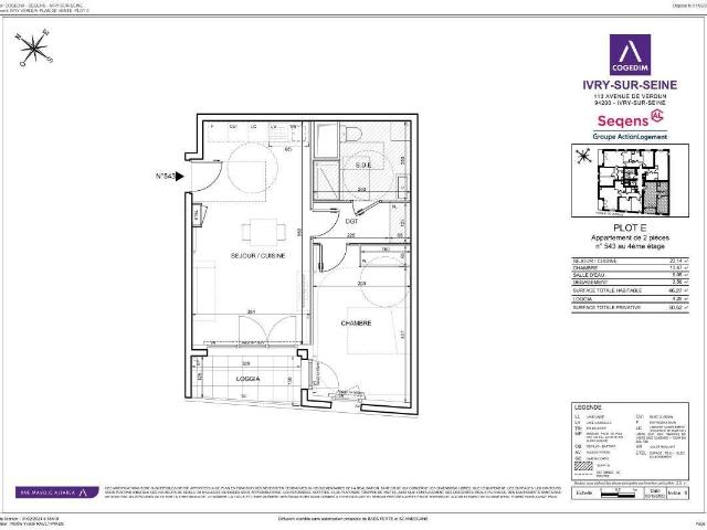 IVRY SUR SEINE Appartement 2 pièces 46,27 m2 refEL