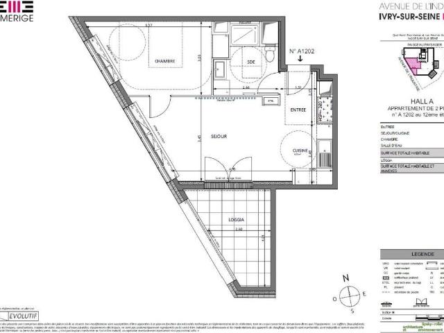 IVRY SUR SEINE Appartement neuf 2 pièces 47,30 m² avec loggia