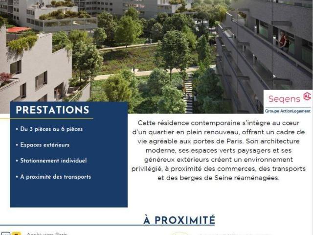 IVRY SUR SEINE Appartement neuf 2 pièces 47,30 m² avec loggia