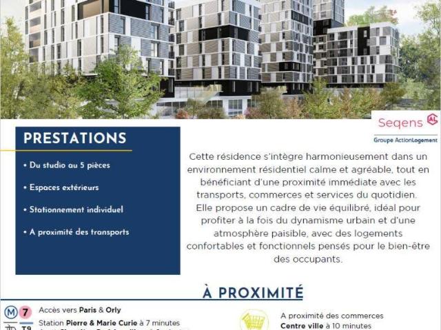 IVRY SUR SEINE Appartement neuf 5 pièces 94,20 m² avec loggia