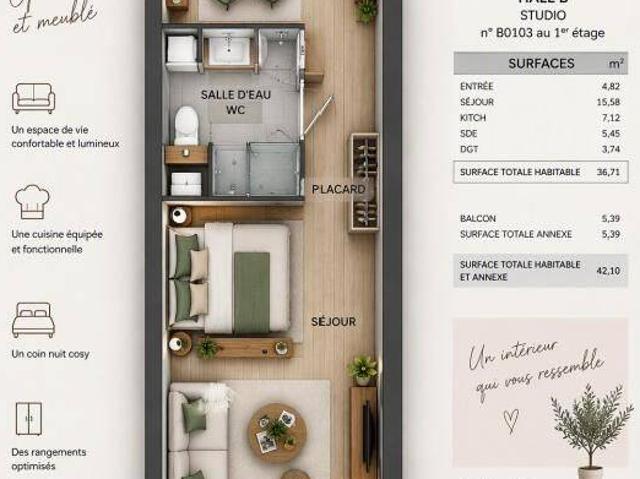 IVRY SUR SEINE Appartement STUDIO de 36.71m2 au 1ER étage SB