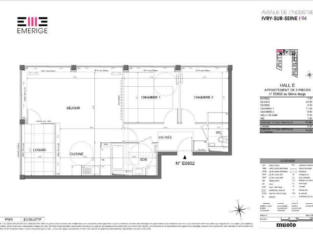 IVRY 15 KATEB Appartement 3 pièces 67 m2 refEL