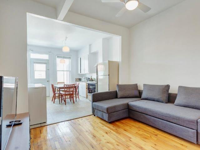 Jean Talon Montreal Furnished Townhouse for Rent on Avenue De Chateaubriand Sleek 1 Bedroom Suite with High Ceilings and Hardwood Floors