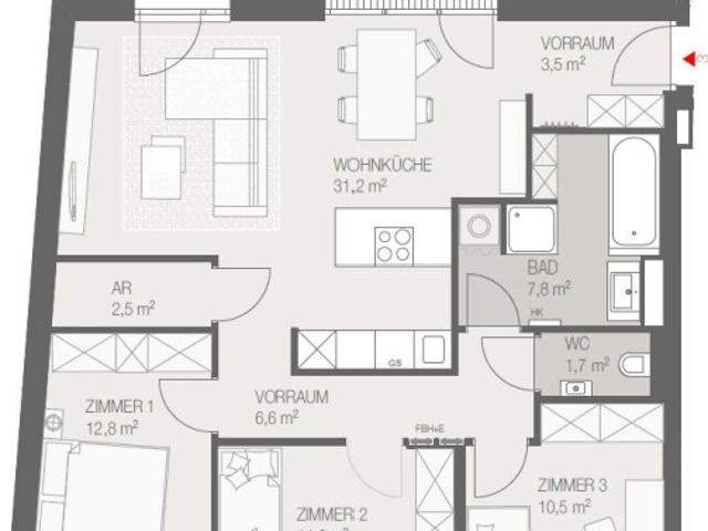 AKTION NEUE PREISE JF2 Moderne 3 Zimmer Wohnung mit großzügigem Westbalkon TOP 3