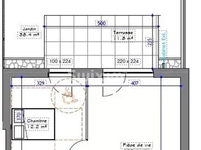 Joli Rez de jardin 2 pièces de 51.5m² habitables avec 50m² d'extérieurs