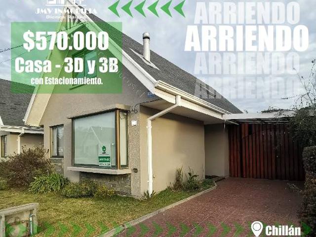 JMV Inmobilia arrienda casa 3D 3B estacionamiento Chillán