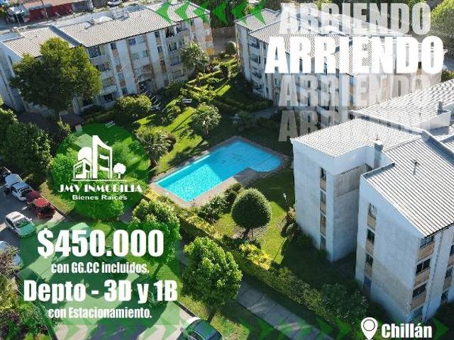 JMV Inmobilia ARRIENDA Depto. 3D 1B 1E y piscina