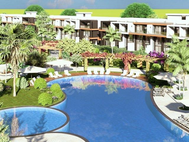 Kıbrıs İskele Longbeach'te Yatay Mimarili Konsept Proje'den Satılık Daireler
