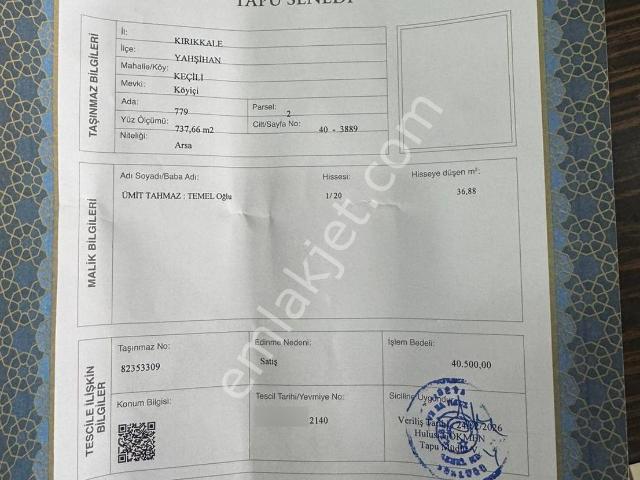 Kırıkkale Yahşihan Müstakil Ev Tapu Sahibi Perta Emlak Ümit Tahmaz