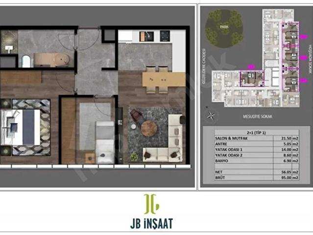KAĞITHANE'DE JB PANORAMA'DA 2+1 SATILIK DAİRE