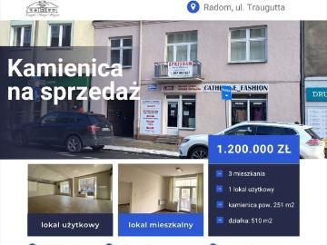 Kamienica z lokalem usługowym w centrum Radomia, 83 m²