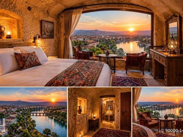 KAPADOKYA AVANOS'TA KIZILIRMAK MANZ RUHSATLI OTEL VE TERAS CAFE