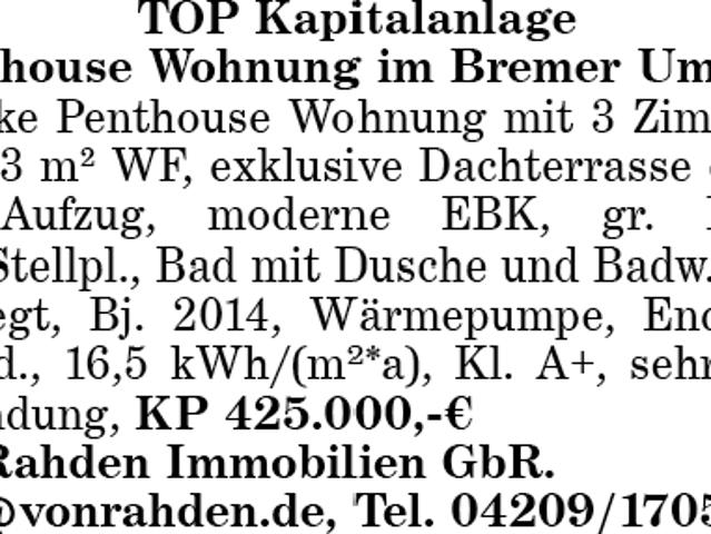 Kapitalanlage Penthouse Wohnung