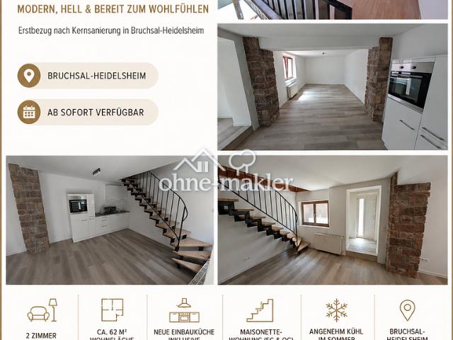 Kernsaniertes Reihenmittelhaus/Wohnung auf 2 Ebenen und neuer Einbauküche in Bruchsal Heidelsheim