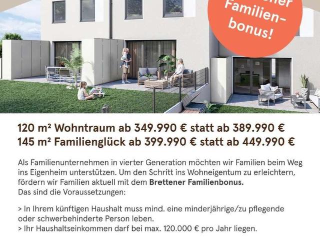 KfW40* + Brettener Familienbonus 120m² Wohntraum + Grundstück!