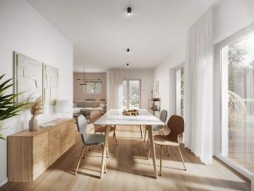 KfW 55 Doppelhaus in grüner Umgebung mit altem Baumbestand in Leipzig Stahmeln