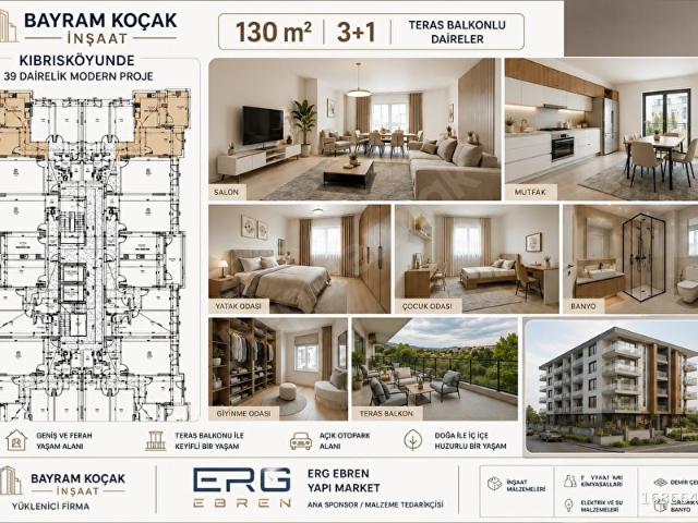 KIBRIS KÖY %50 PEŞİNAT İLE 3+1 130 M2 TAKSİTLİ DAİRELER