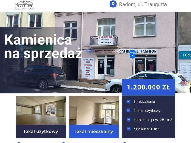 Komercyjne kamienica, blok na sprzedaż, Radom, Śródmieście, Traugutta