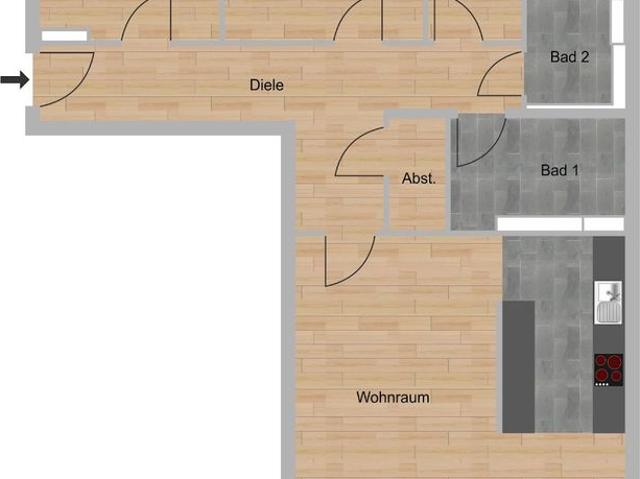 komfortable 4 Zimmer Wohnung im 2. Obergeschoss