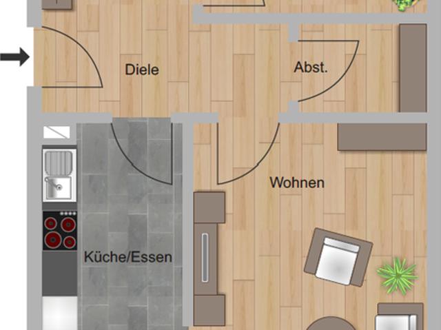 Komfortable 2 Zimmer Wohnung mit ca. 78 m², Balkon und Keller
